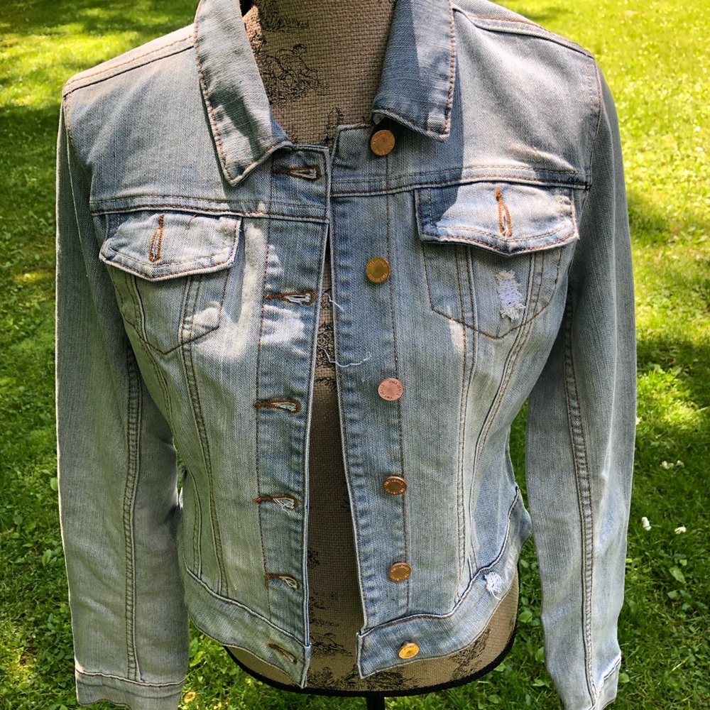 Distressed Demin Jacket size L